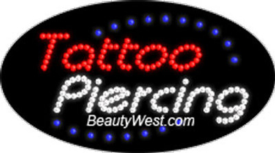 Electric Flashing & Chasing LED Sign: Tattoo Piercing