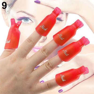 Professional Reusable Plastic Gel Polish Soak Off Remover Wrap Clip Cap - RED 10pc