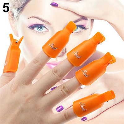 Professional Reusable Plastic Gel Polish Soak Off Remover Wrap Clip Cap - ORANGE 10pc