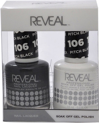 Reveal Gel Polish & Nail Lacquer Matching Duo - PITCH BLACK - .5 oz