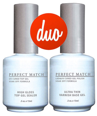 LeChat Perfect Match Ultra Thin Varnish Base Gel & High Gloss Top Gel Sealer - .5oz