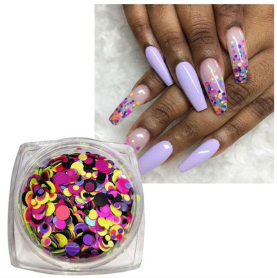 Nail Art Holographic Glitter Flakes Sparkly 3D Around Shape - Mix Color 04