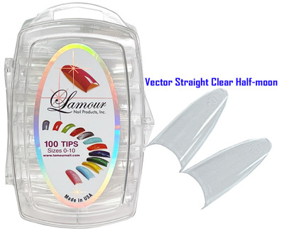 Lamour Vector Straight Clear Half-moon Tips - 100 ct