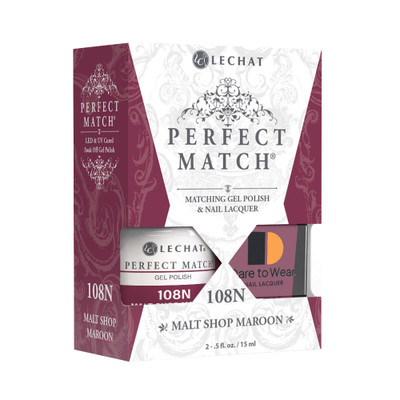 LeChat Perfect Match Gel Polish & Nail Lacquer Malt Shop Maroon - .5 oz