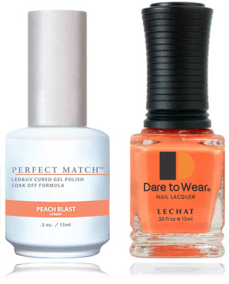 LeChat Perfect Match Gel Polish & Nail Lacquer Peach Blast - .5oz