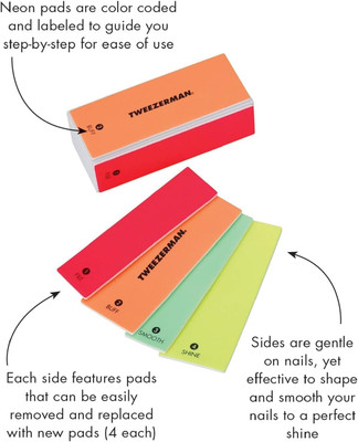 Tweezerman Neon File, Buff, Smooth & Shine Block