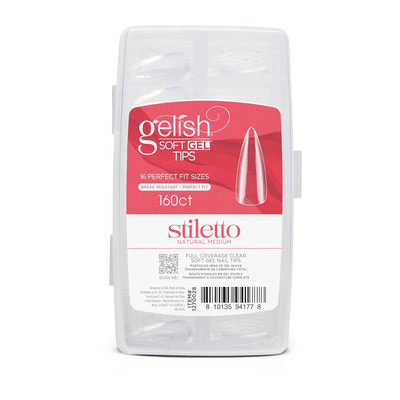 Gelish Soft Gel Tips Medium Stiletto Natural - 160 CT