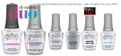 Gelish Foundation + Gelish No Cleanse Top Coat + FREE Gelish Top Coat of Your Choice