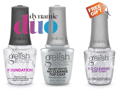 Gelish Foundation + Gelish Velvet Matte No Cleanse Top Coat + FREE Gelish Top Coat of Your Choice