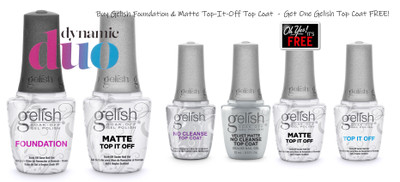 Gelish Foundation + Gelish Matte No Cleanse Top Coat + FREE Gelish Top Coat of Your Choice