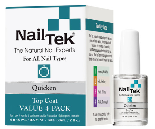 Nail Tek Quicken Top Coat Value 4 Pack - 4/.5oz Bottles