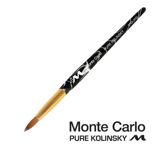 Monte Carlo Kolinsky Black Marble Acrylic Handle/Nail Brush #10 Monte Carlo Kolinsky Black Marble Acrylic Handle/Nail Brush #10