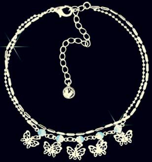 White Gold Plate Anklet 9 - 18709 -