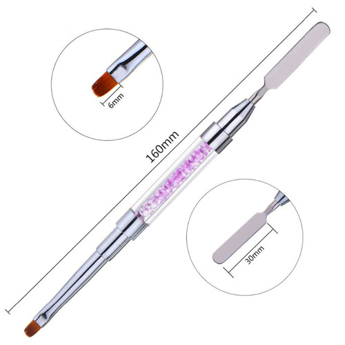 Poly Gel Nail Brush & Removal Spatula Dual-ended Crystal Handle
