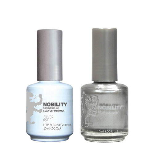 LeChat Nobility Gel Polish & Nail Lacquer Duo Set Silver - .5 oz / 15 ml