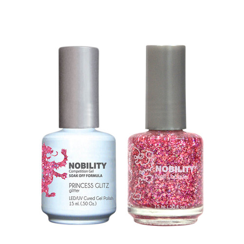 LeChat Nobility Gel Polish & Nail Lacquer Duo Set Princess Glitz - .5 oz / 15 ml