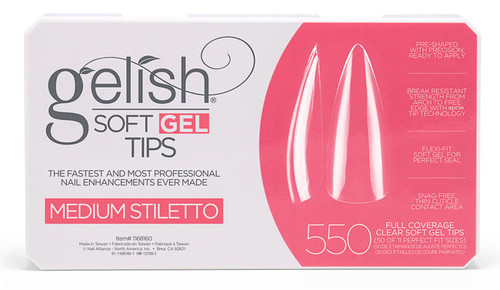 Nail Harmony Gelish Soft Gel Tips Medium Stiletto - 550 CT