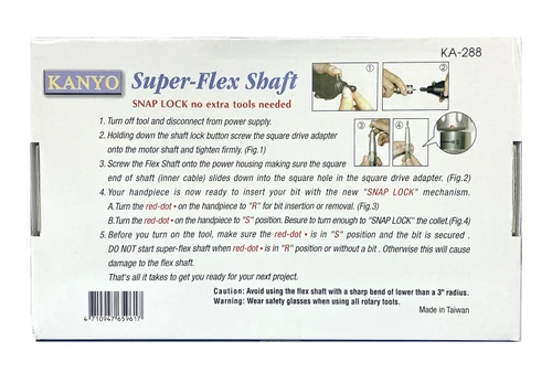 Kanyo Super Flex Shaft 3/32" Shank Snap Lock - Made in Taiwan