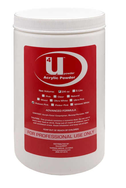 U4 Acrylic Nail Powder Pinkest Pink - 24 oz