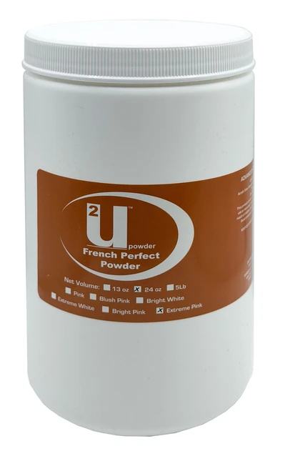 U2 French Perfect Acrylic Nail Powder Extreme Pink - 24 oz