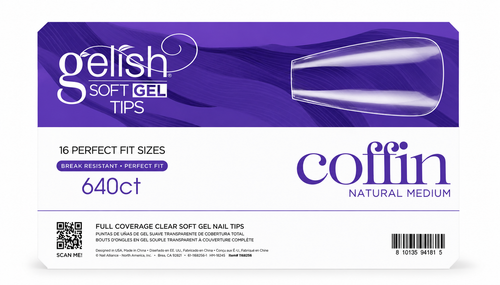 Gelish Soft Gel Tips Medium Coffin - 640 CT