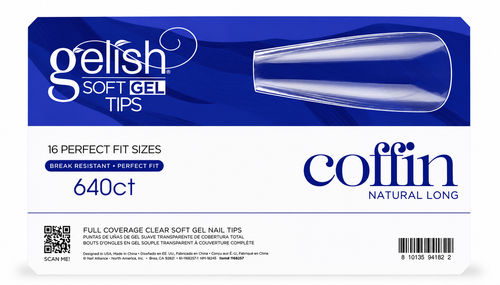 Gelish Soft Gel Tips Long Coffin - 640 CT