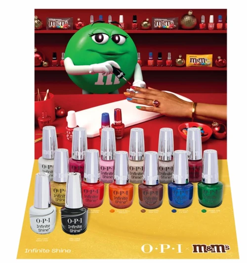 OPI Infinite Shine Sweeten Your Mani x m&m Holiday 2026 Collection – 14PC Display