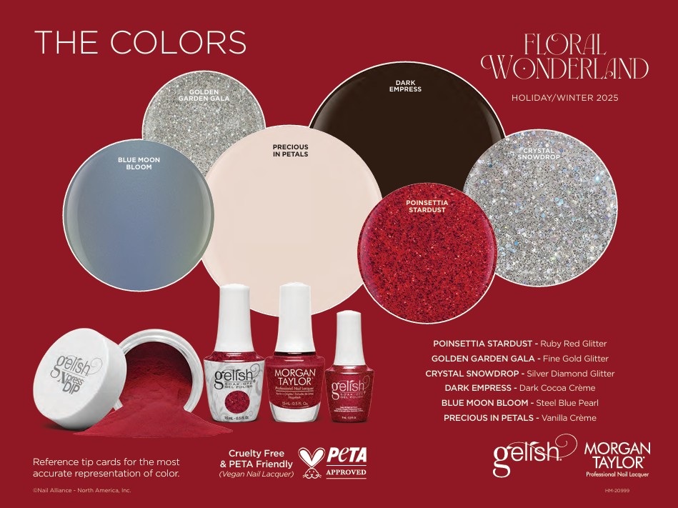 Gelish and Morgan Taylor Floral Wonderland collection for  Morgan Taylor Gold and Deep Red Floral Brooch main image 0