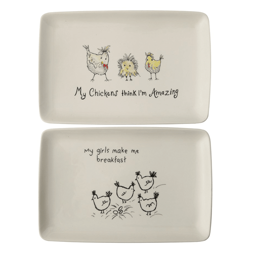 Creative Co-op DF1216A Casual Country Chicken Platter 2 Variations