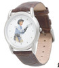Men's brown leather strap watch