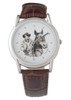 Men's brown leather strap watch