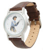 Ladies brown leather strap watch