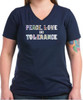 LGBTQ Navy V-Neck t-shirt -Peace, Love and Tolerance