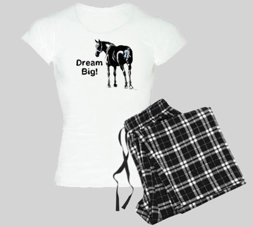 Draft horse Dream big black/white plaid pajama set