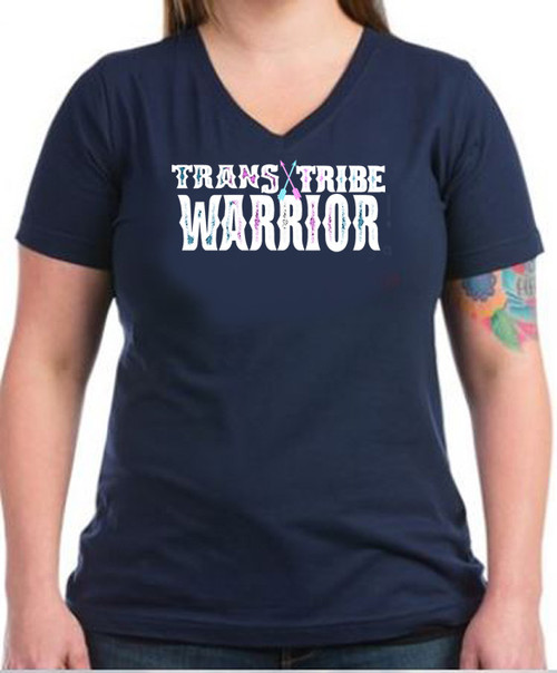 LGBTQ Transgender Black V-Neck t-shirt - Transgender Tribe Warrior