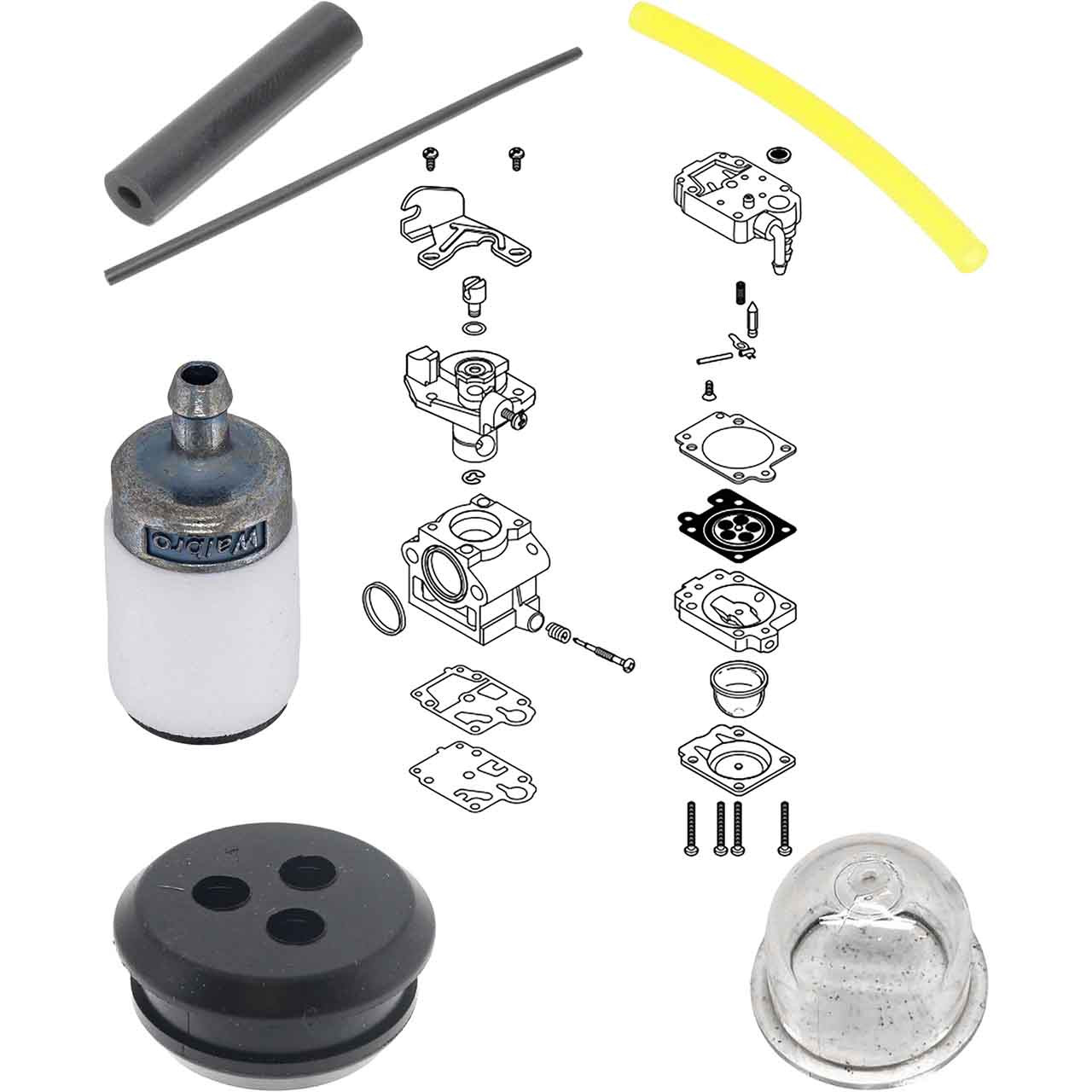 SHI B451 COMPLETE CARBURETOR FUEL FILTER-GROMMET-LINES PRIMER BULB KIT ...