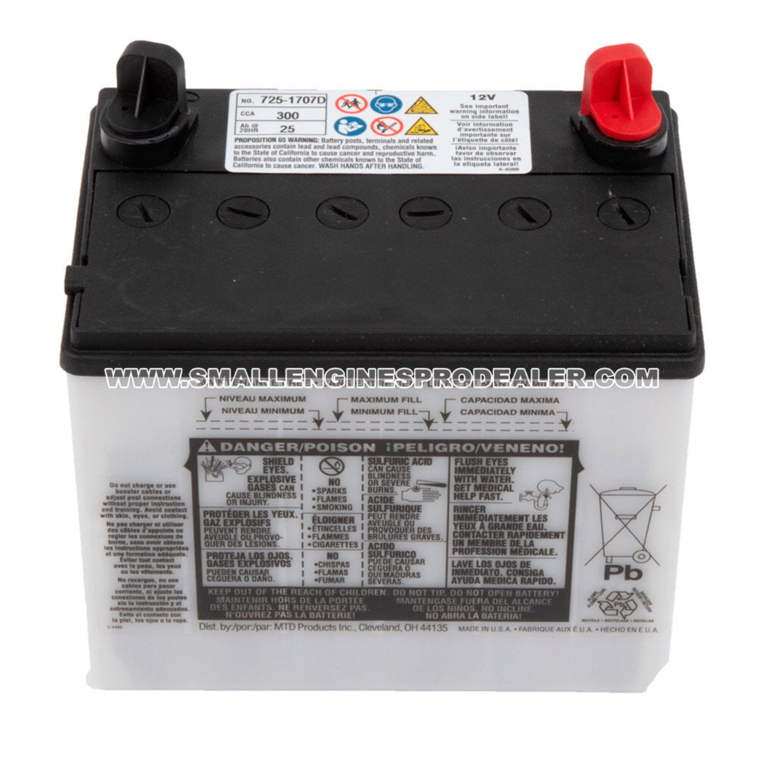 Original OEM Troy Bilt MTD 9251707D BATTERY 300 CCA DR