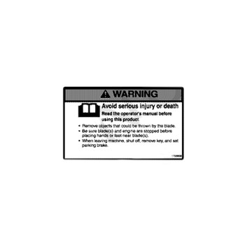 BRIGGS & STRATTON part 1755607YP - DECAL LH WARNING (OEM part)