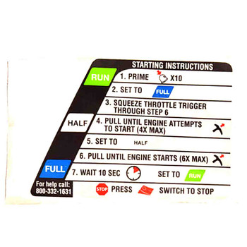 941715001 - LABEL STARTING INSTRUCTION - Part # LABEL STARTING INSTRUCTION (HOMELITE ORIGINAL OEM)