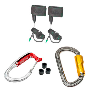 Titanium/Gold CARABINERS Kit With Mega Gate Vault And Steel Tree Climber Spikes