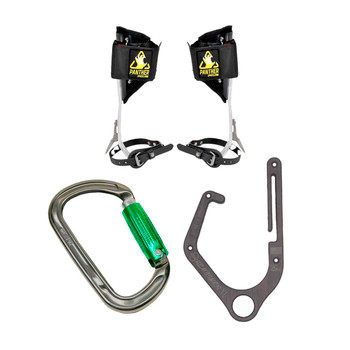Titanium/Green CARABINERS Kit With Shembiner Hook And Aluminum Tree Climbing Spikes