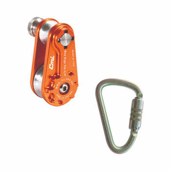 Zinc Plated Steel Carabiners Kit With Orange Aluminum Pulley