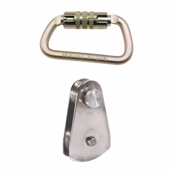 Zinc Plated Steel Carabiners And Silver Aluminum Pulley Kit