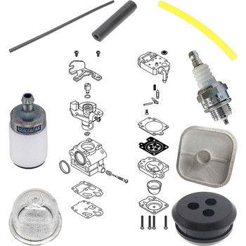 SHI B451 COMPLETE CARBURETOR AIR-OIL-FUEL FILTERS SPARK PLUG FUEL LINES PRIMER BULB KIT