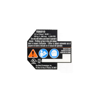 RYOBI/RIDGID 941488061 - LABEL WARNING (Original OEM part) RYOBI/RIDGID 941488061 - LABEL WARNING (Original OEM part)