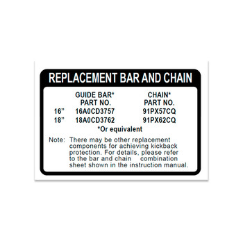 ECHO LABEL, BAR AND CHAIN X524001811 - Image 1