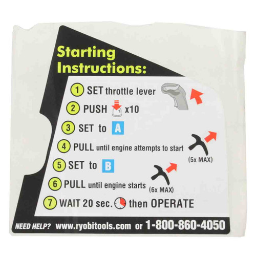 941739001 - LABEL STARTING INSTRUCTIONS - Part # LABEL STARTING INSTRUCTIONS (HOMELITE ORIGINAL OEM)