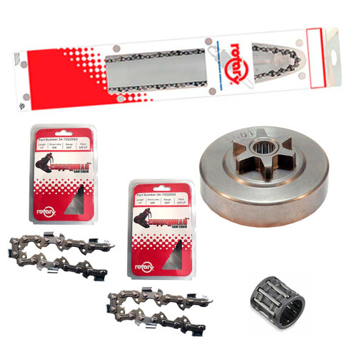 14" Bar Chain(x3) And Complete Sprocket Kit For ECHO CS-3410 Chainsaw