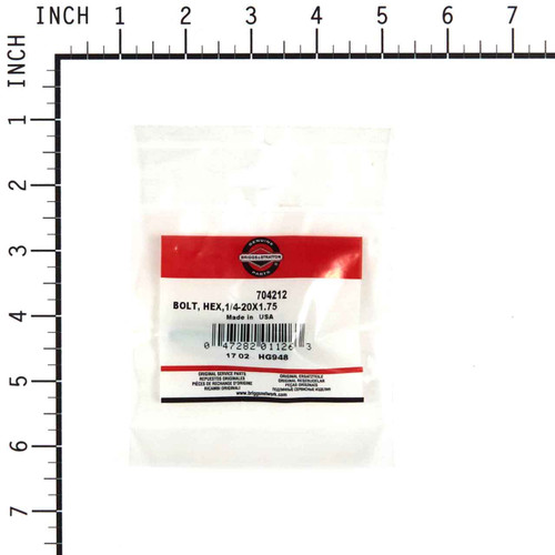 BRIGGS & STRATTON part 704212 - BOLT, HEX,1/4-20X1.75 - (OEM part)