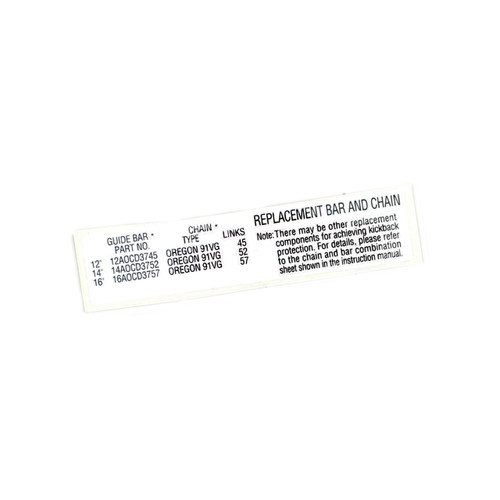 ECHO X524000792 - LABEL, BAR & CHAIN - Authentic OEM part